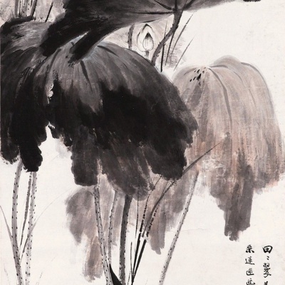 Chinese ink lotus painting