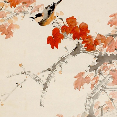 Chinese ink painting of flowers and birds