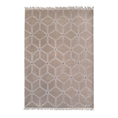 brown geometric tassel carpet