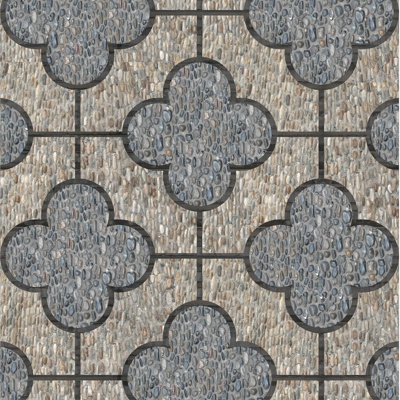 Chinese-style mosaic brick ground cobblestone pavement antique brick ground mosaic gravel stone pavement