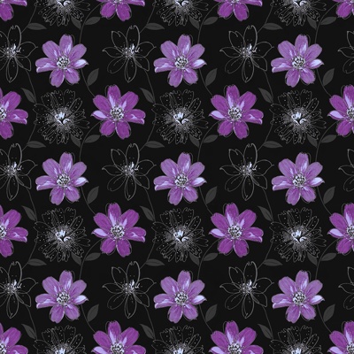 Seamless Purple Black European Style Pastoral Floral Pattern Wallpaper Wall Cloth Wall Cloth