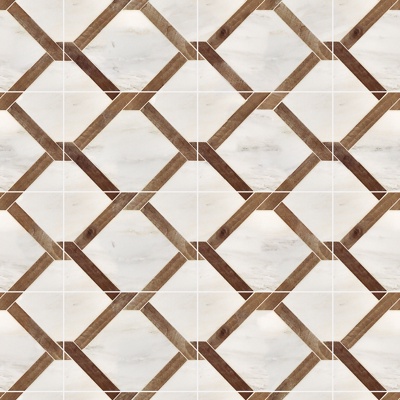 Seamless Modern White Marble Stone Geometric Splicing Parquet Pattern Tile Floor Tile Wall Tile