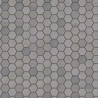 Seamless gray hexagonal stone mosaic floor tile sidewalk road ground square paving