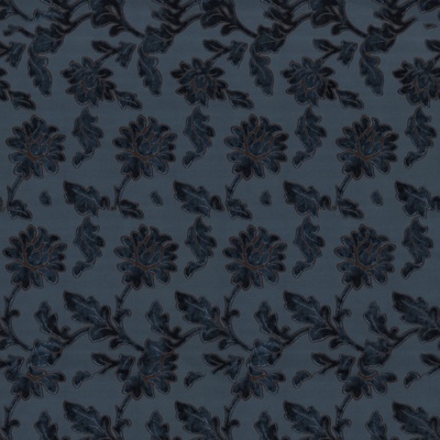 Seamless blue floral pattern velvet fabric