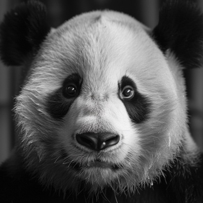 Black and white series of giant pandas