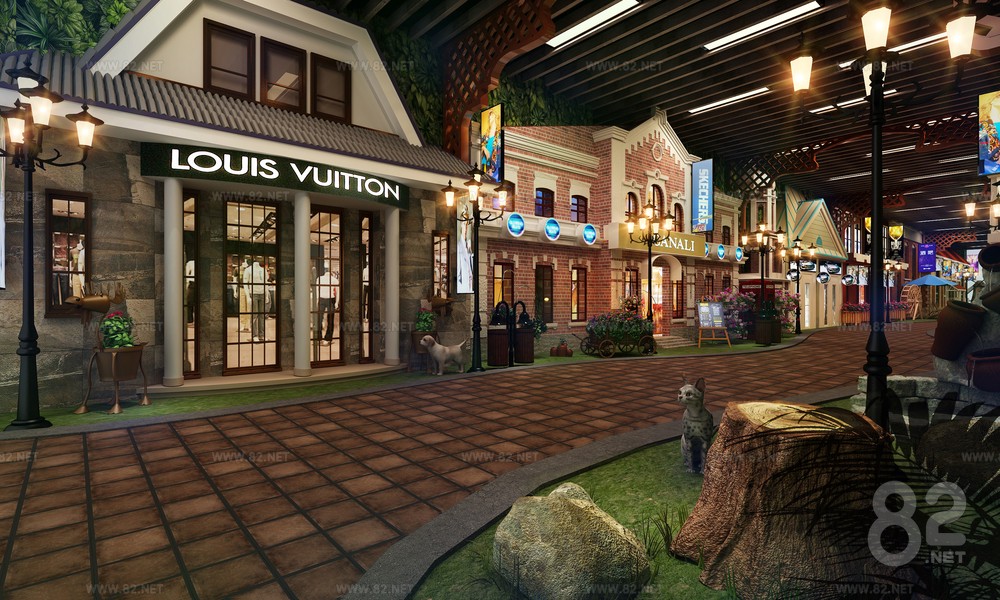 Commercial Street Pedestrian Street 3D Model | 3Ds Max(.max) - 82Models