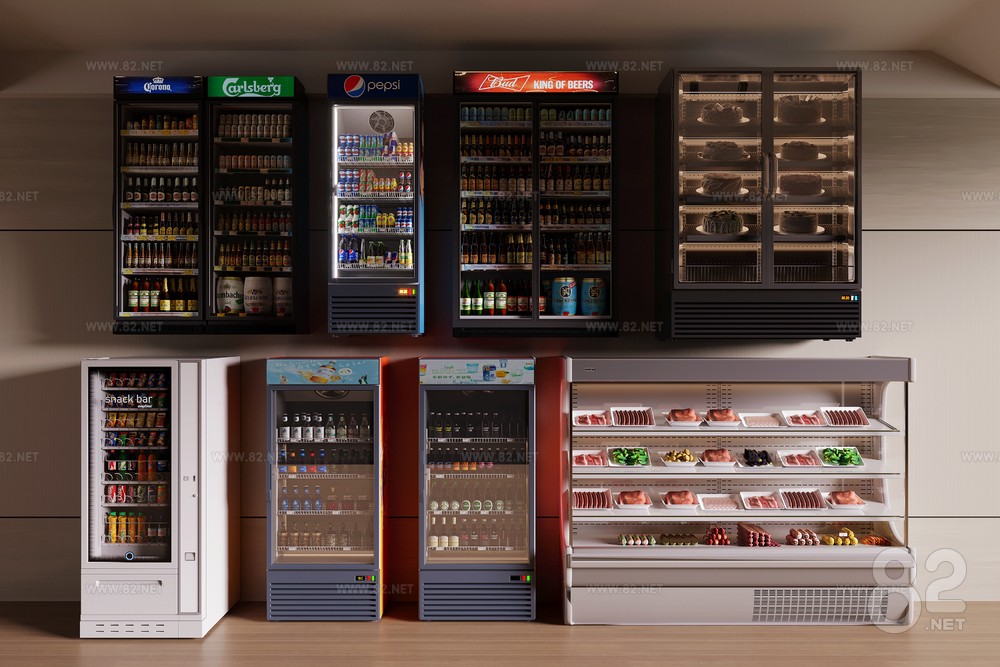 Freezer 3ds Model Refrigerator Freezer Beverage Cabinet 3D Model | 3Ds Max(.max) - 82Models