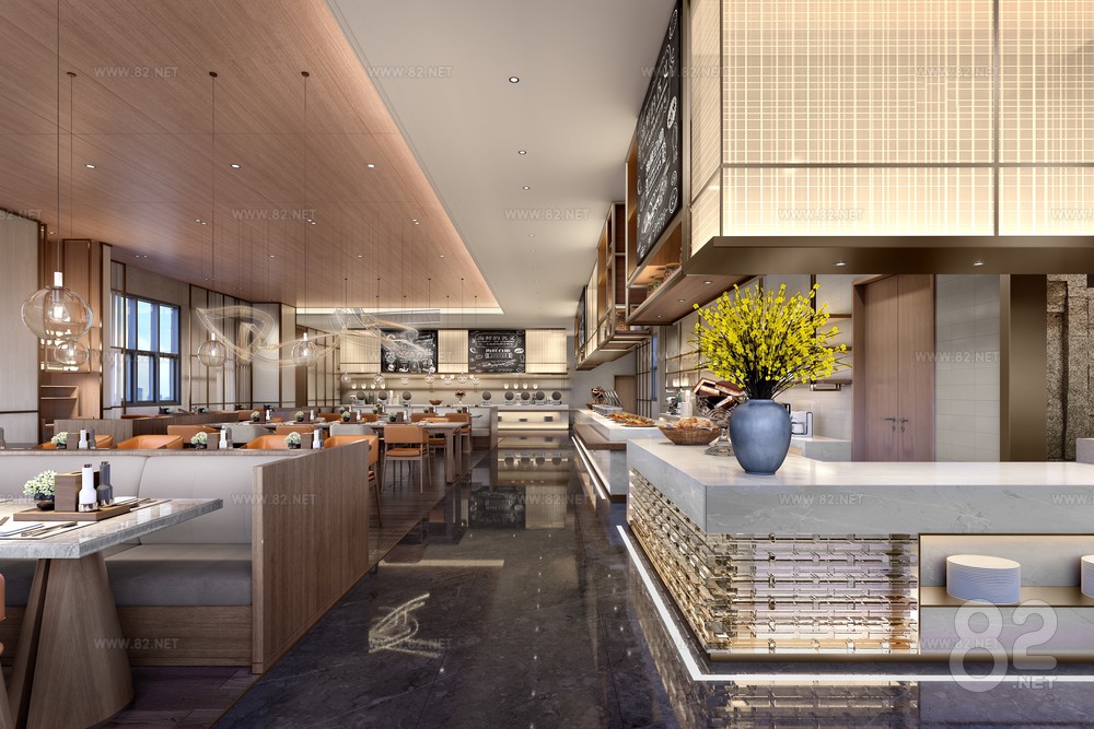Hotel Buffet Restaurant All-day Restaurant 3D Model | 3Ds Max(.max ...