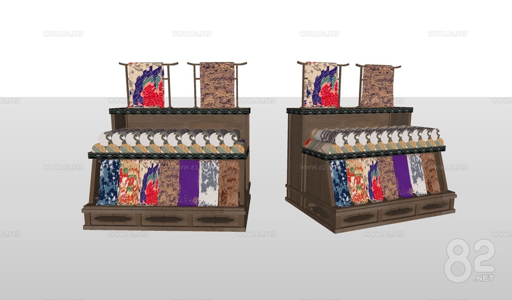 Textile Rack Skp Fabric display rack Sketchup Model | SketchUp(.skp) - 82Models