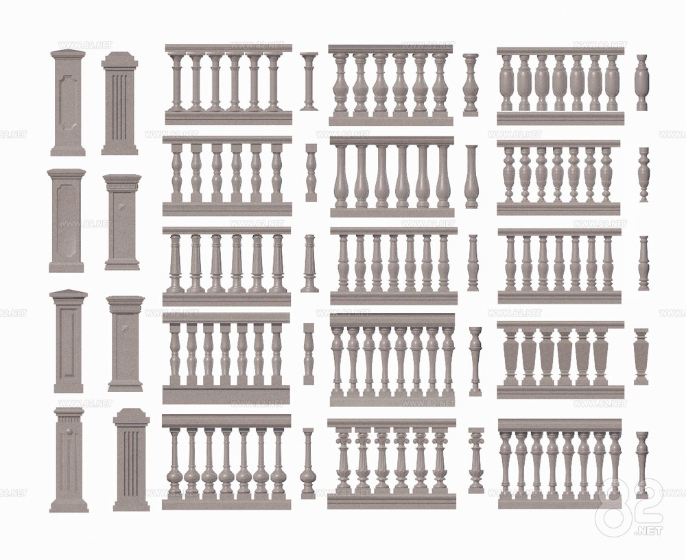 Railing Stone Fence Guardrail | SketchUp(.skp) - 82Models