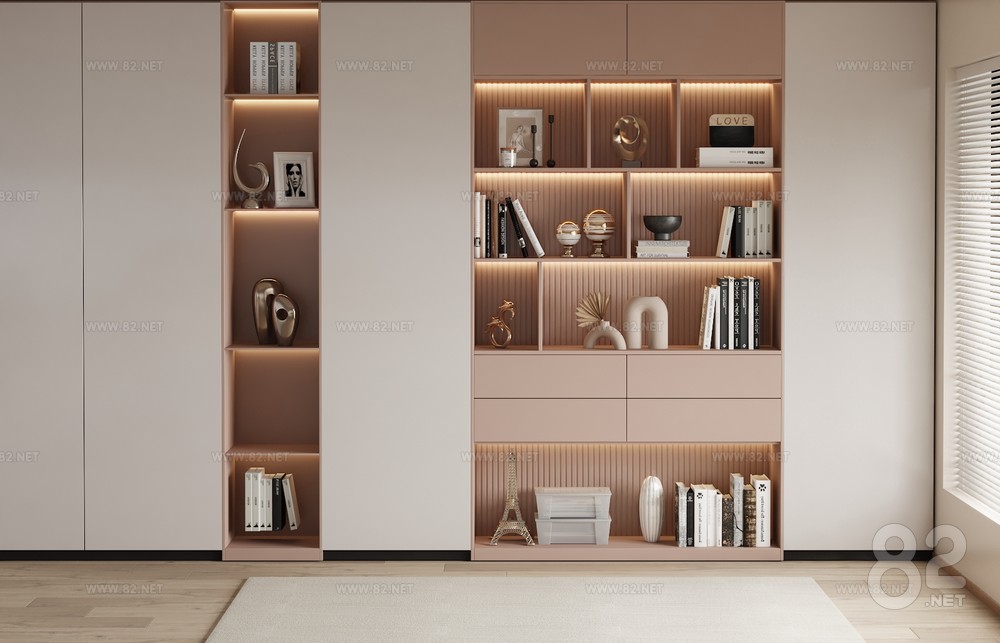 Cream Style decorative cabinet bookcase