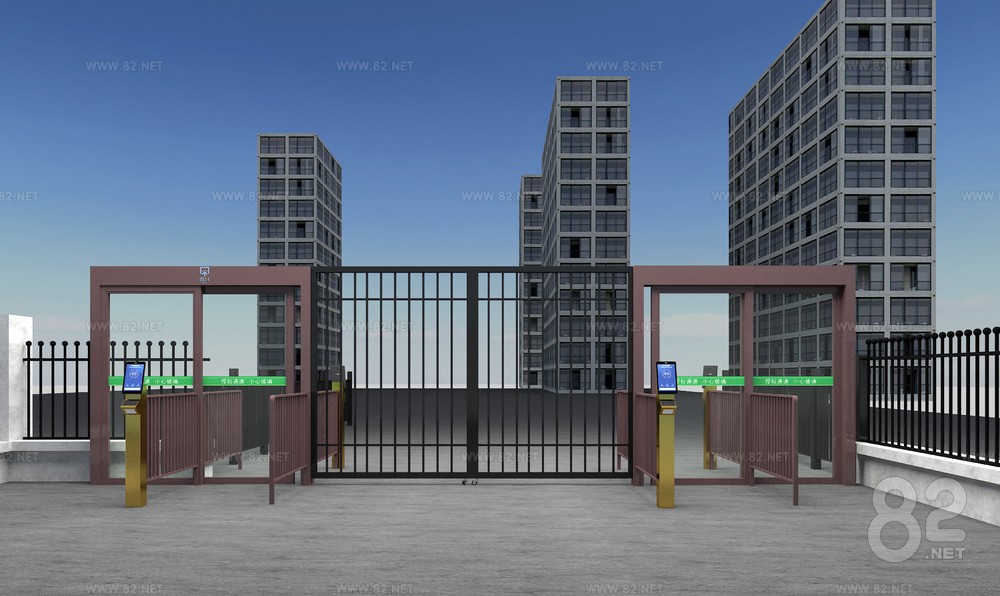 Modern Community Gate Free | 3Ds Max(.max) - 82Models
