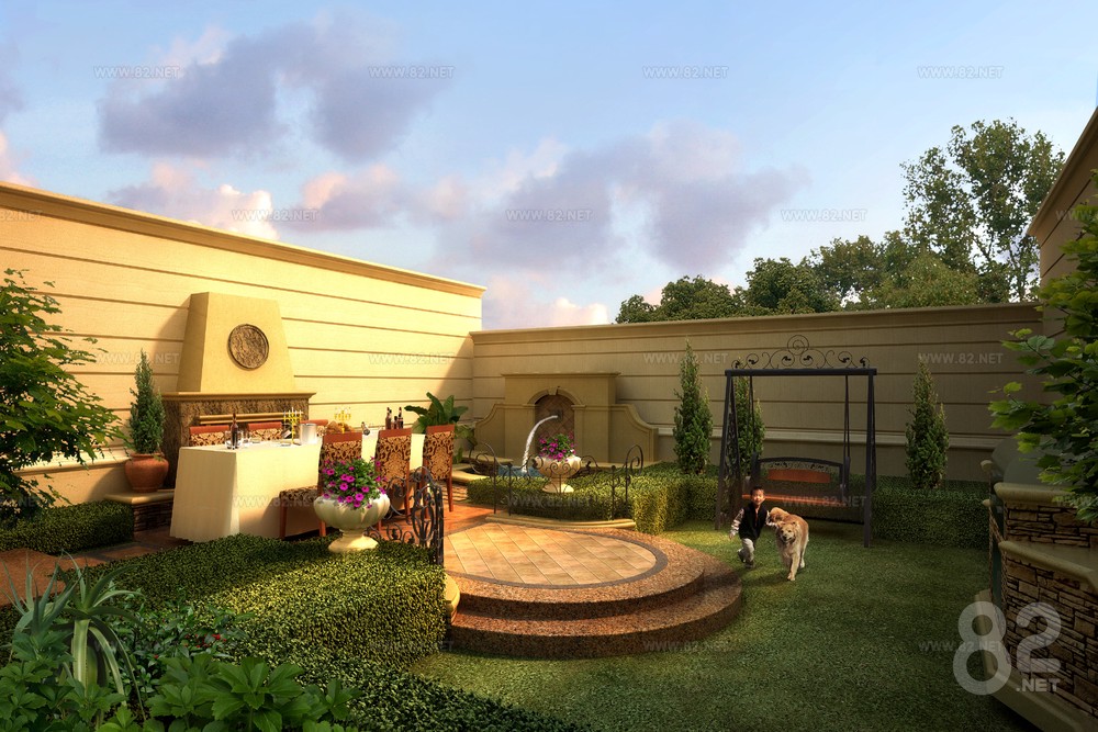 Courtyard view psd 3D Model | 3Ds Max(.max) - 82Models