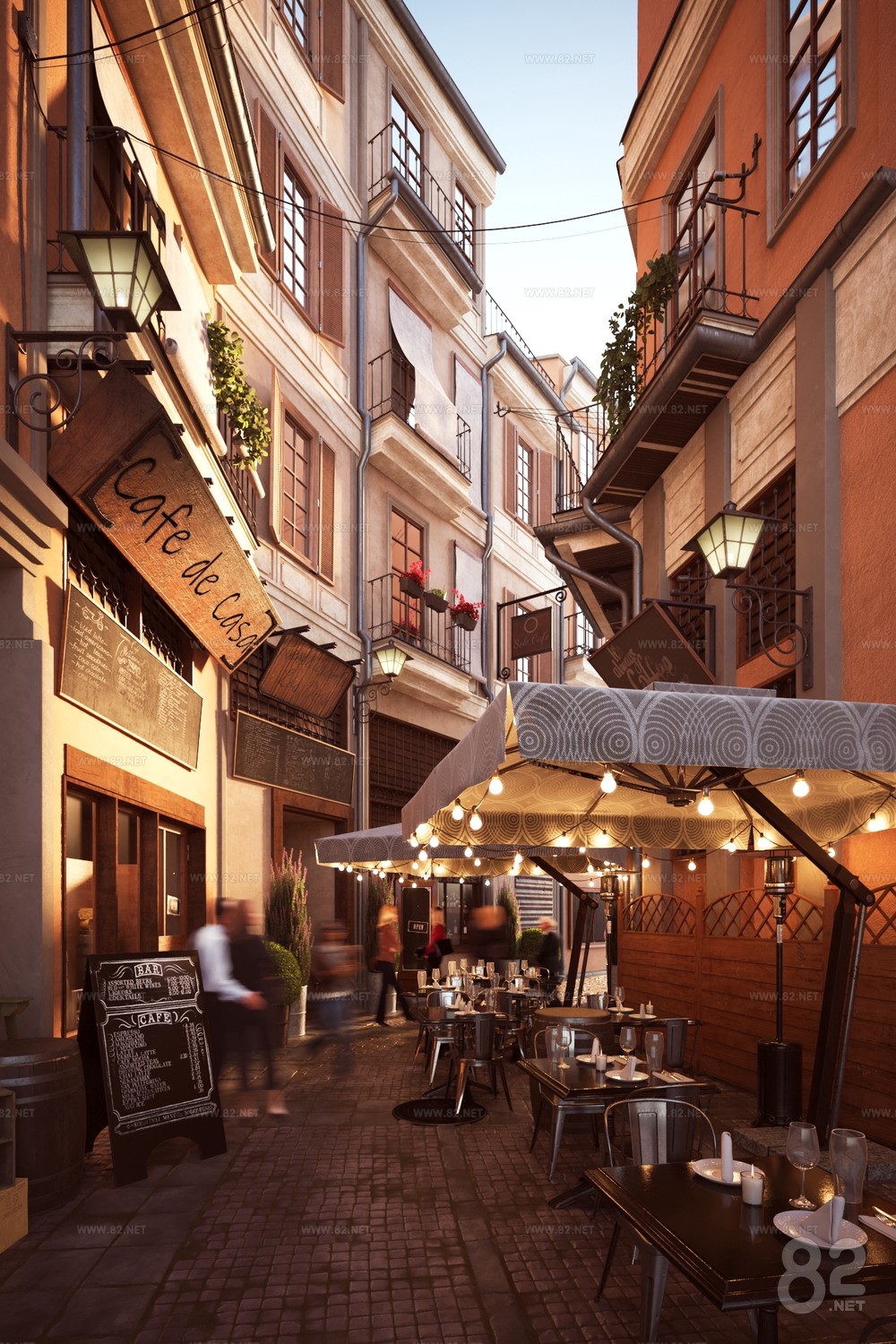 Pedestrian Street Commercial Street 3D Model | 3Ds Max(.max) - 82Models