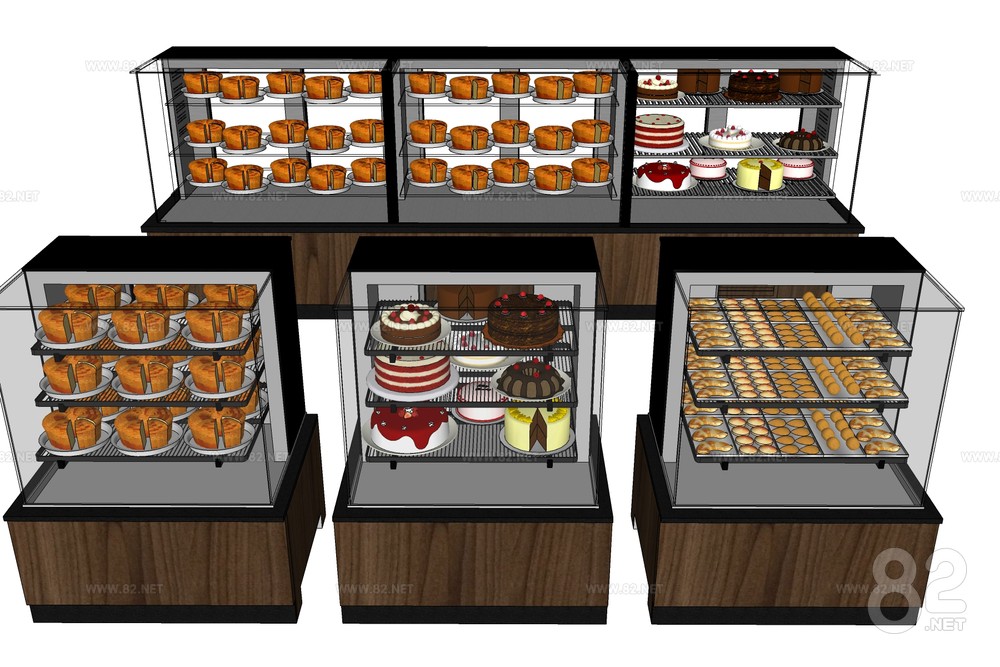 Cake Shop Display Cabinet Sketchup Model | SketchUp(.skp) - 82Models