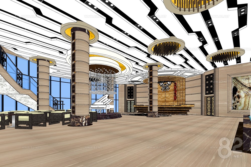 Hotel Lobby Sketchup Model | SketchUp(.skp) - 82Models