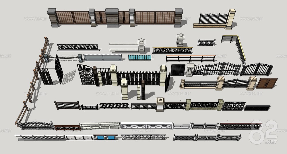 Railing Fence Sketchup Model | SketchUp(.skp) - 82Models