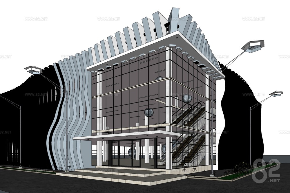 Office Building Sketchup Model | SketchUp(.skp) - 82Models
