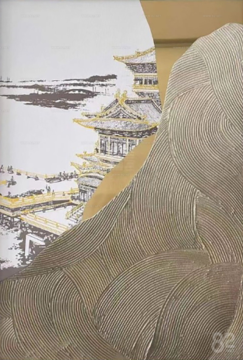 New Chinese architectural painting 3D | Texture Maps (.jpg .png) - 82Models