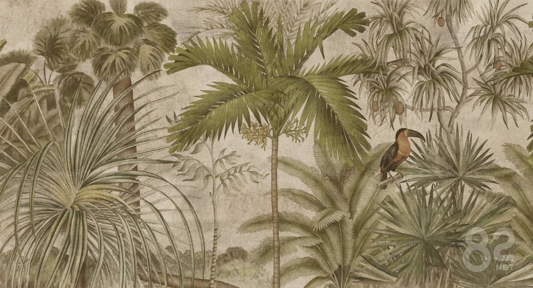 Tropical Map Texture Modern European-style warm yellow tropical plant mural | Texture Maps ...