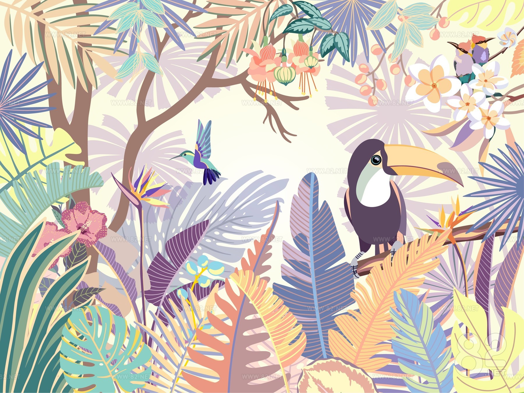 Tropical Map Texture Tropical Mural | Texture Maps (.jpg .png) - 82Models