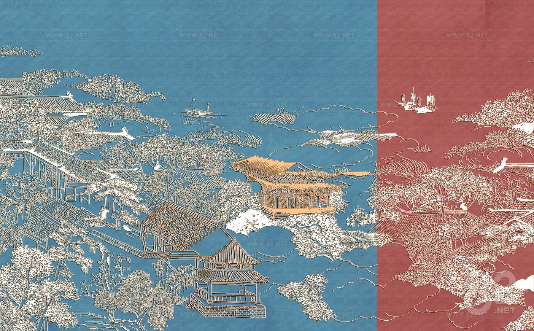 New Chinese Architecture Mural (2)3D | Texture Maps (.jpg .png) - 82Models