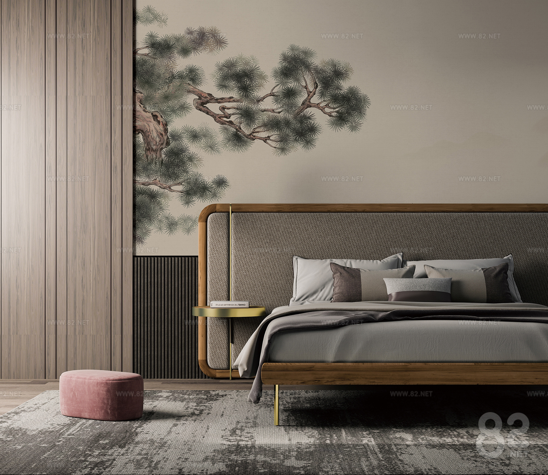 New Chinese Style Welcome Pine Wallpaper