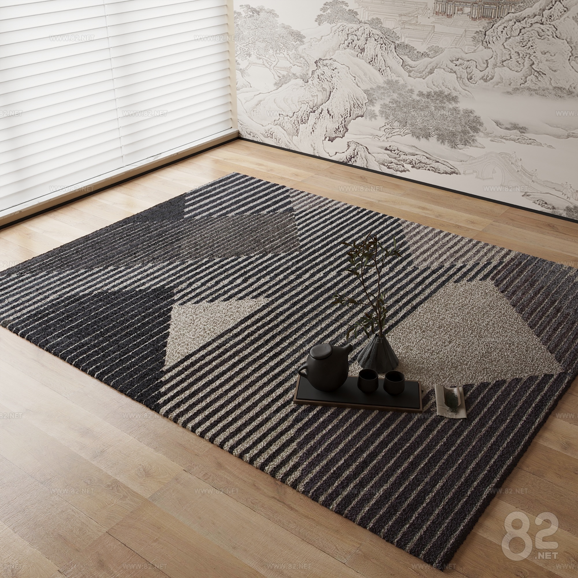 New Chinese carpet black and white striped carpet
