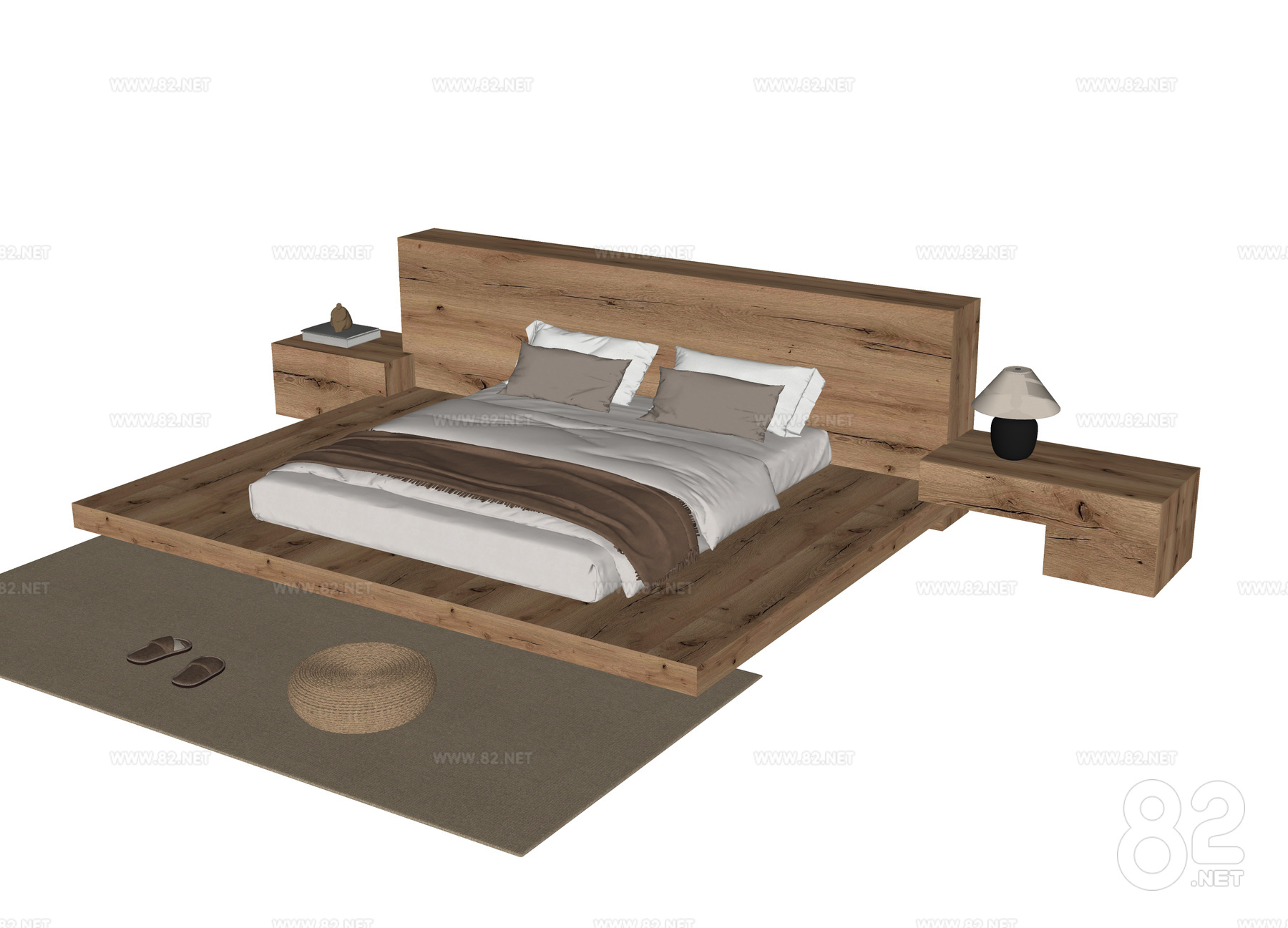 Modern Homestay Solid Wood Floor Bed