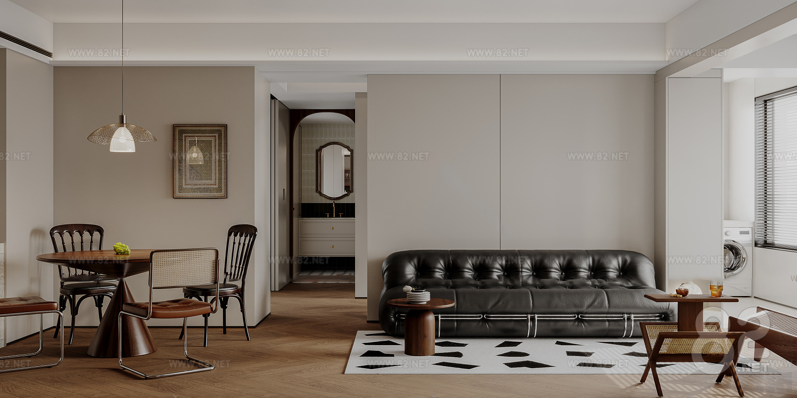 Modern Living&Dining Room Sofa Coffee Table Combination Dining Table and Chair Combination Piano