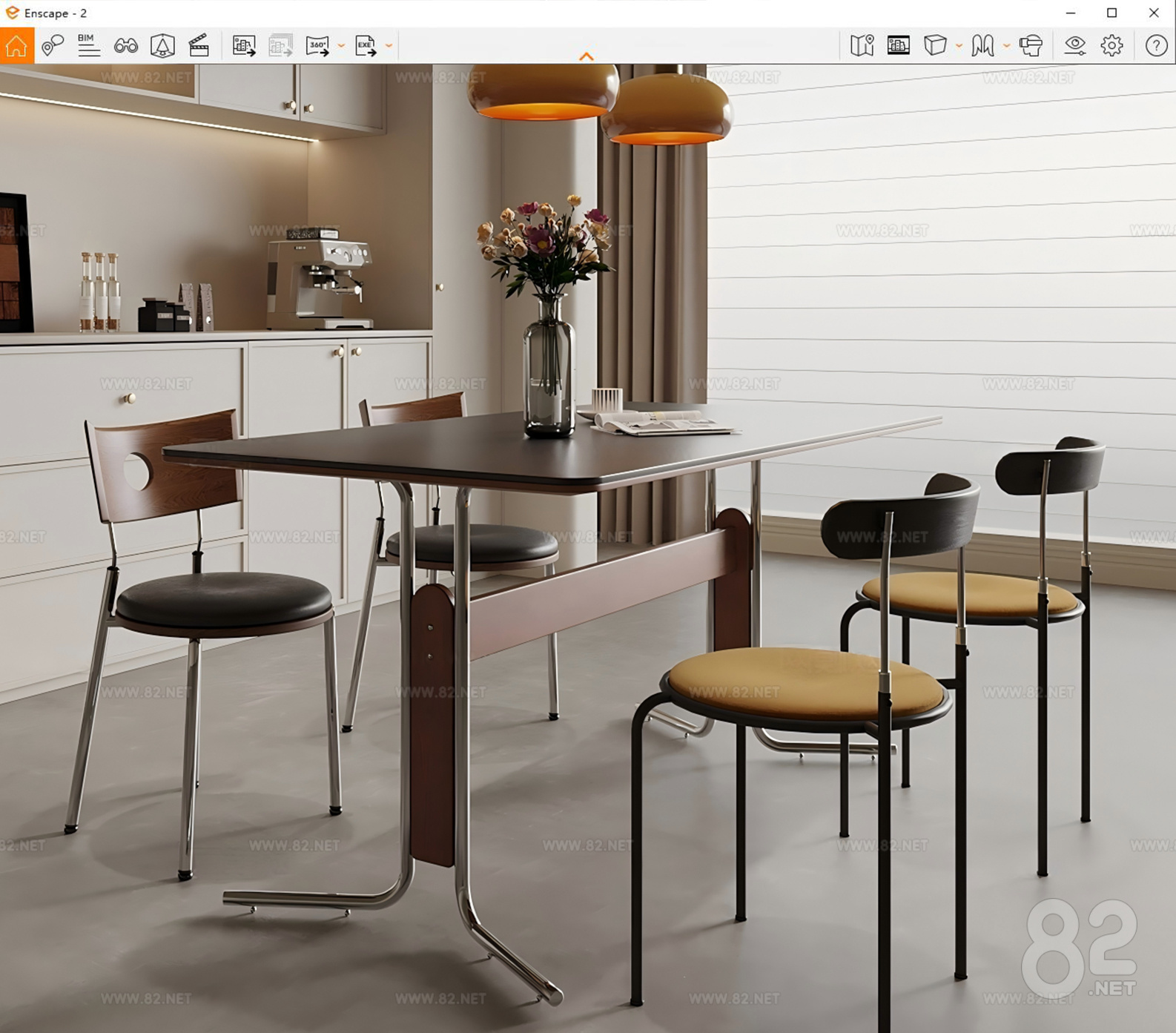 Middle-style multi-person dining table and chair combination