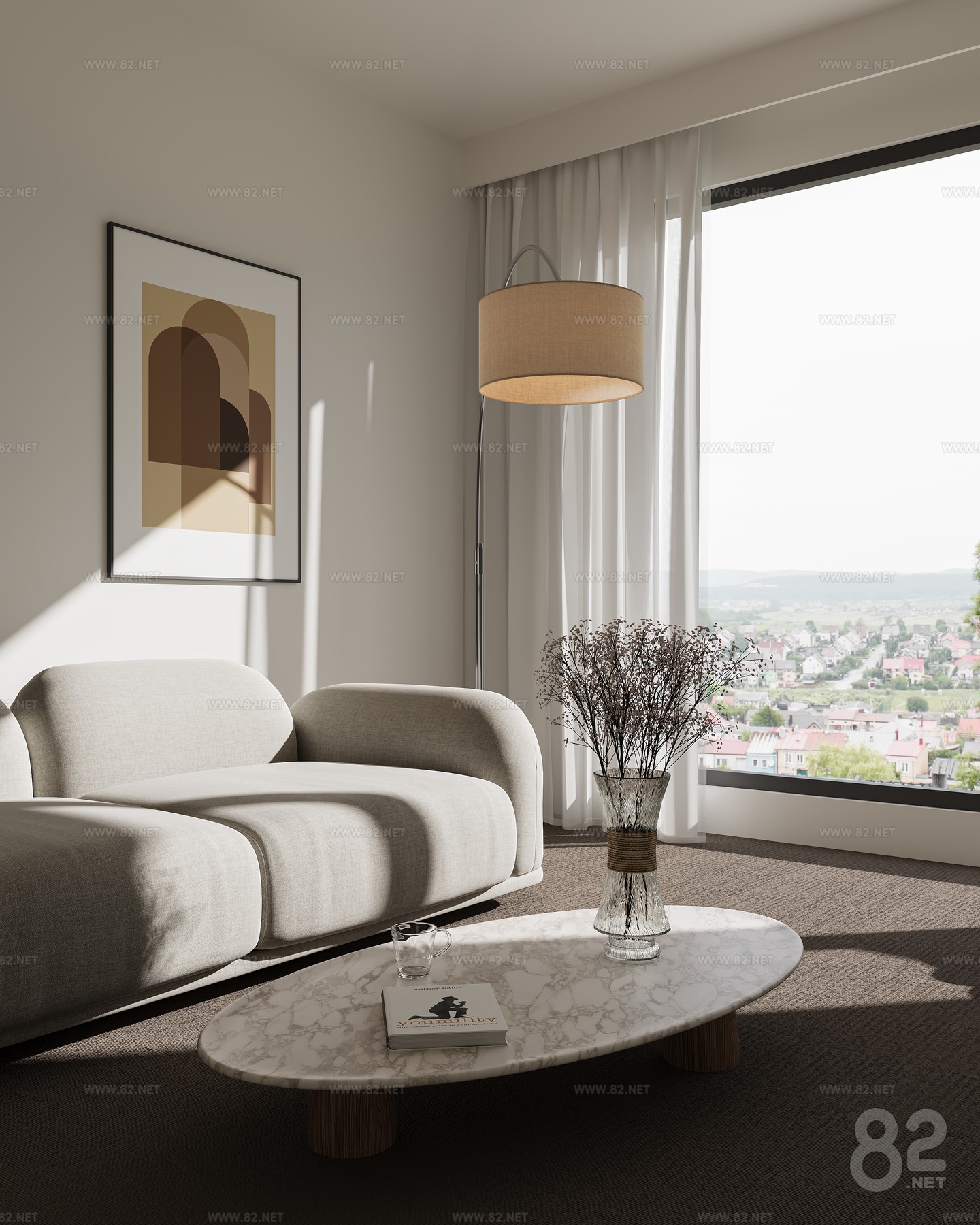 Sofa Coffee Table Floor Lamp Plant Combination download 3D Model | 3Ds ...