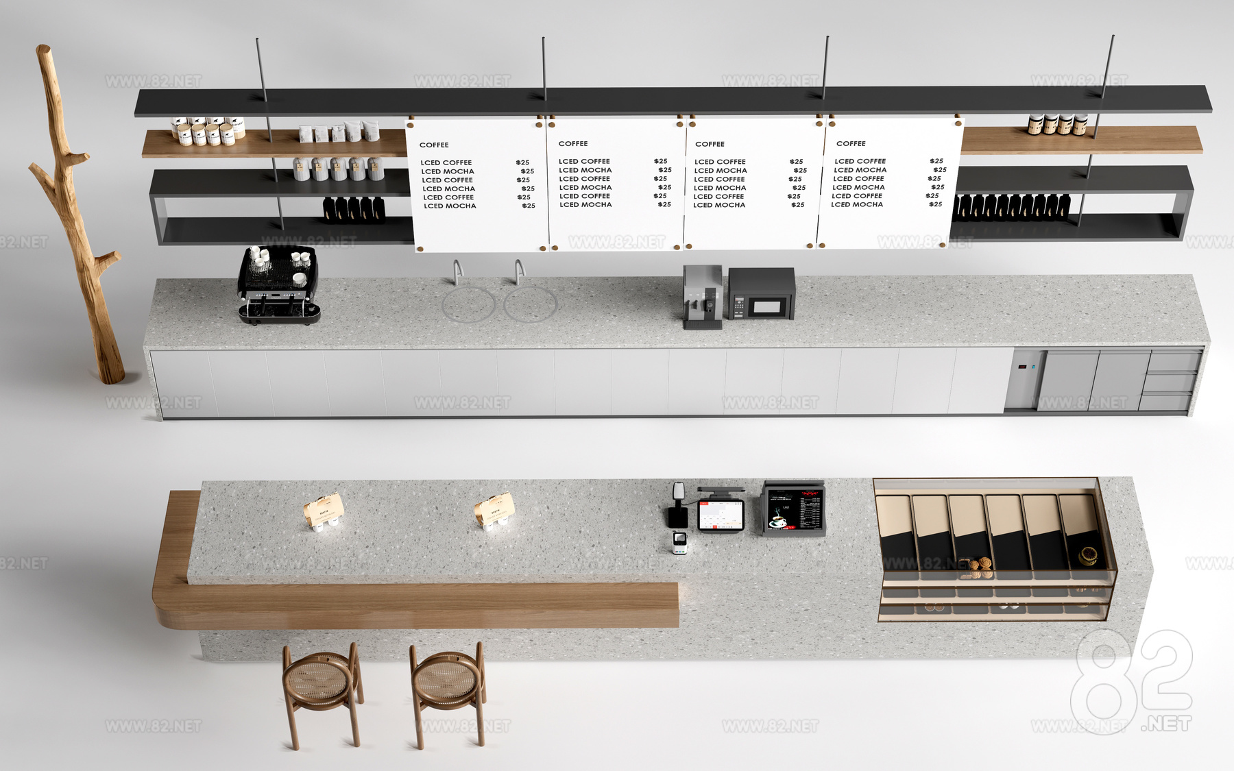 Modern Coffee Bar Coffee Shop Cashier Reception Desk download Sketchup ...