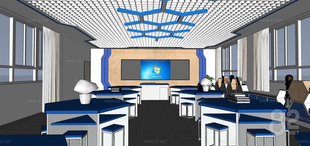 Science Laboratory Science Classroom Sketchup Model | SketchUp(.skp ...