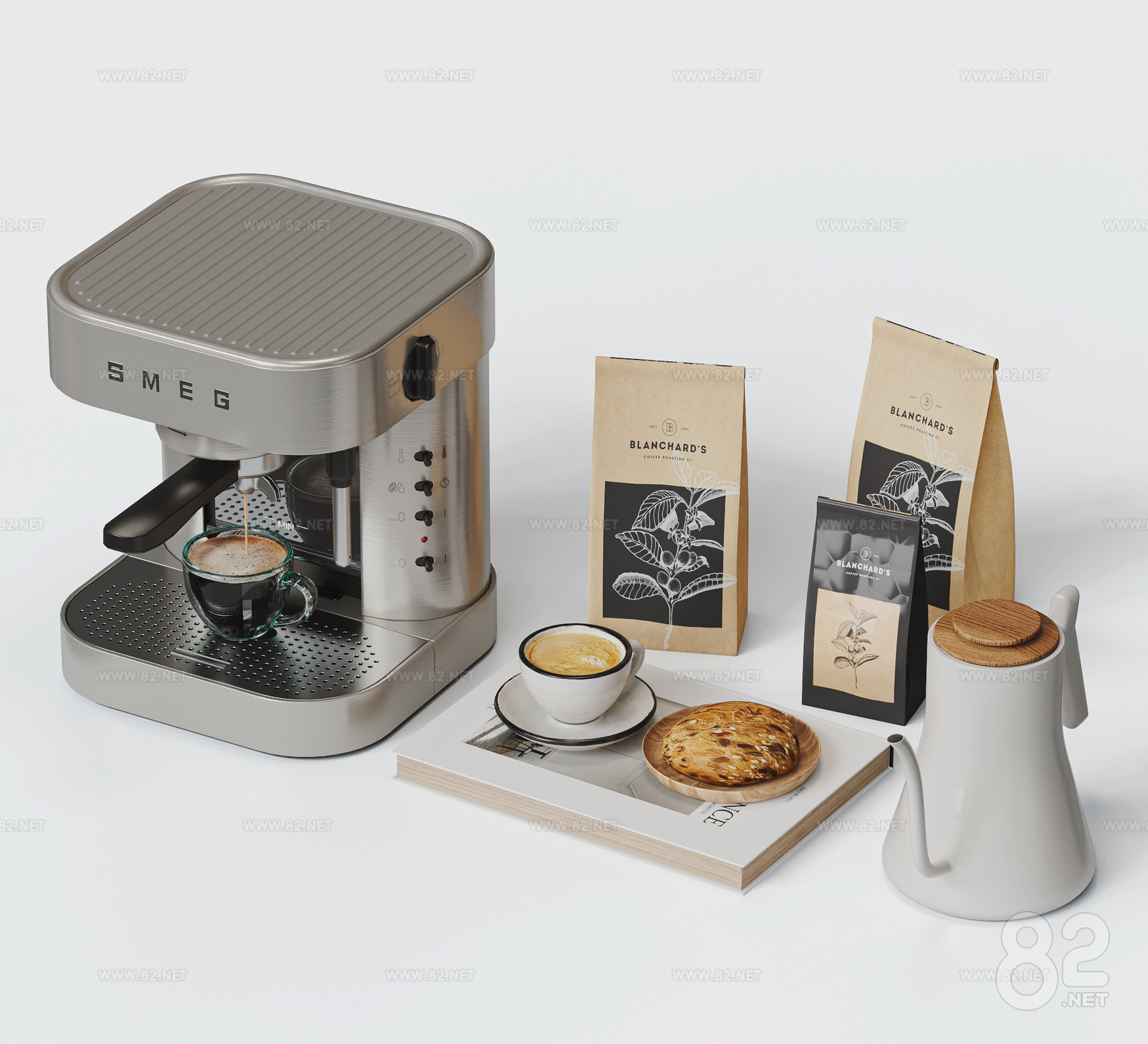 SMEG Modern Coffee Machine Coffee Powder Hand Pot Coffee Cup Coffee ...