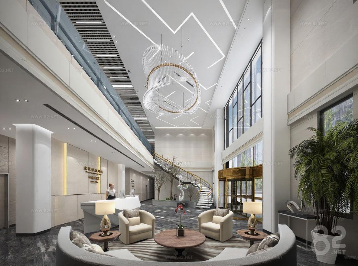Modern Luxury Hotel Lobby Design Commercial Space Interior Effect ...
