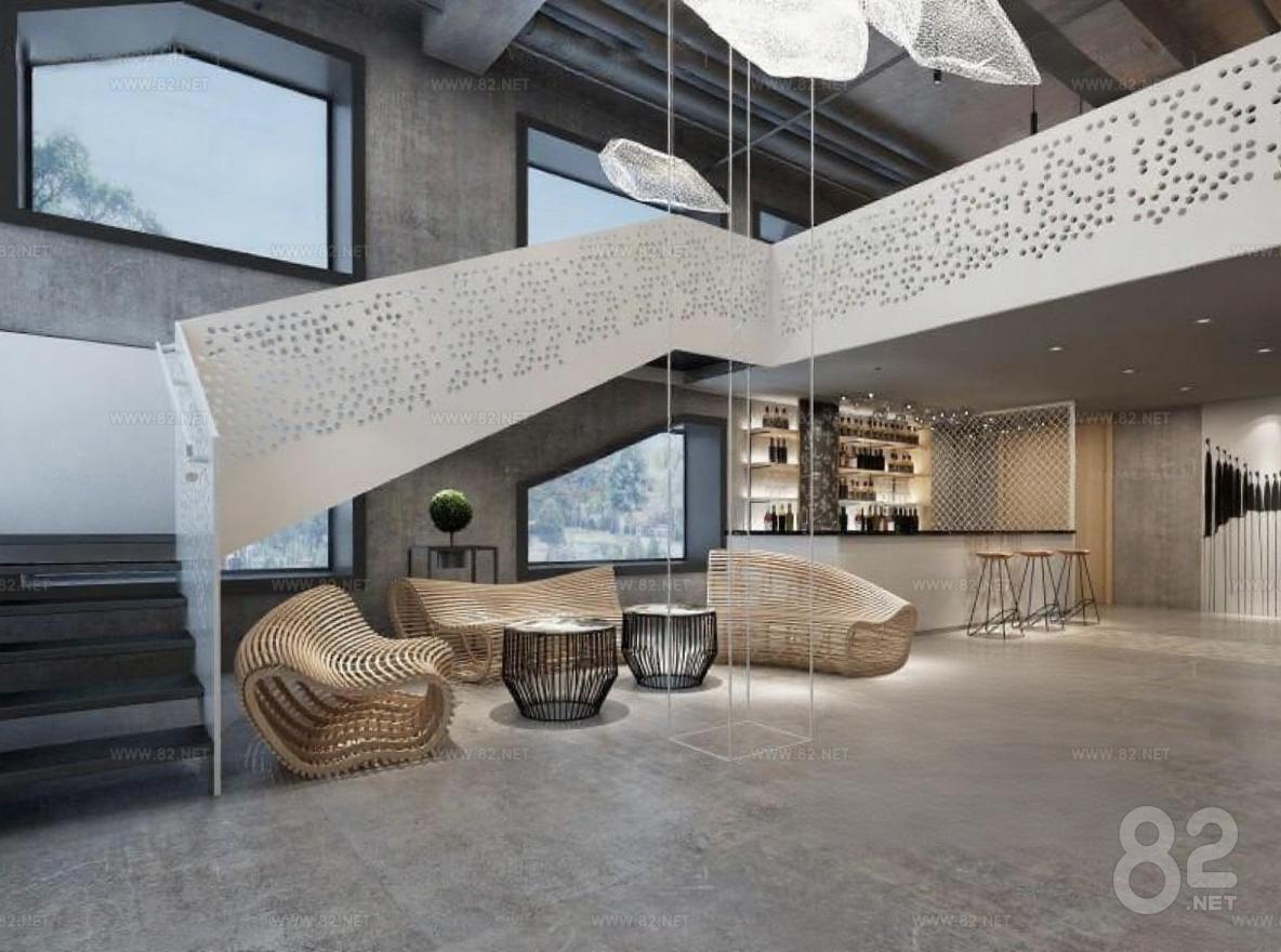Modern Industrial Wind Interior Space Design 3D Model | 3Ds Max(.max ...