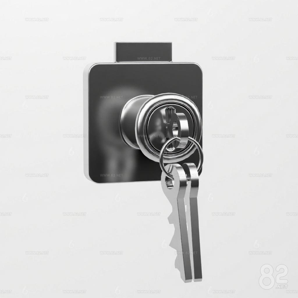 Modern minimalist silver gray metal door lock key matte high gloss ...