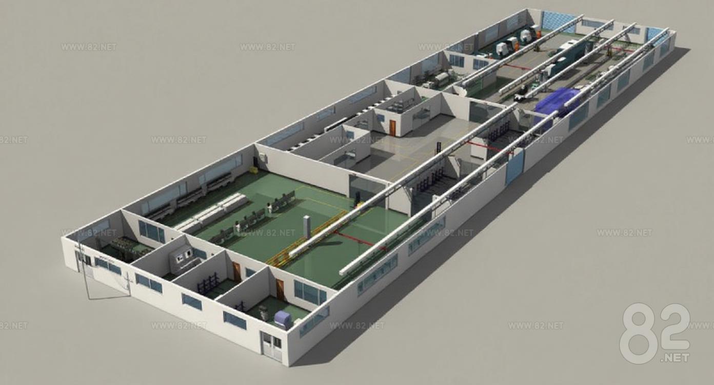 Industrial plant 3D model design production line layout optimization ...
