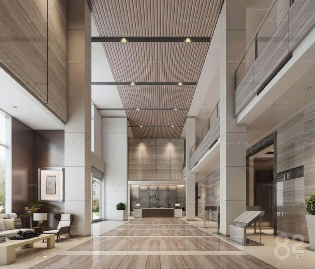 Modern Business Space Design Hotel Lobby 3D download 3D Model | 3Ds Max ...