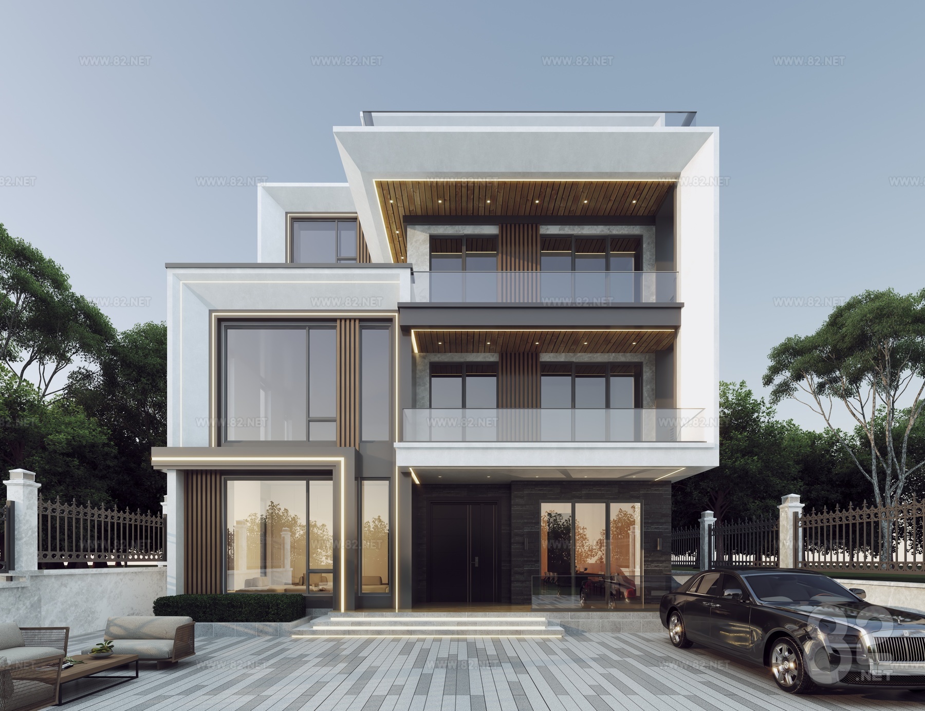 Simple Rendered Villas Modern single-family villa download 3D Model | 3Ds Max(.max) - 82Models