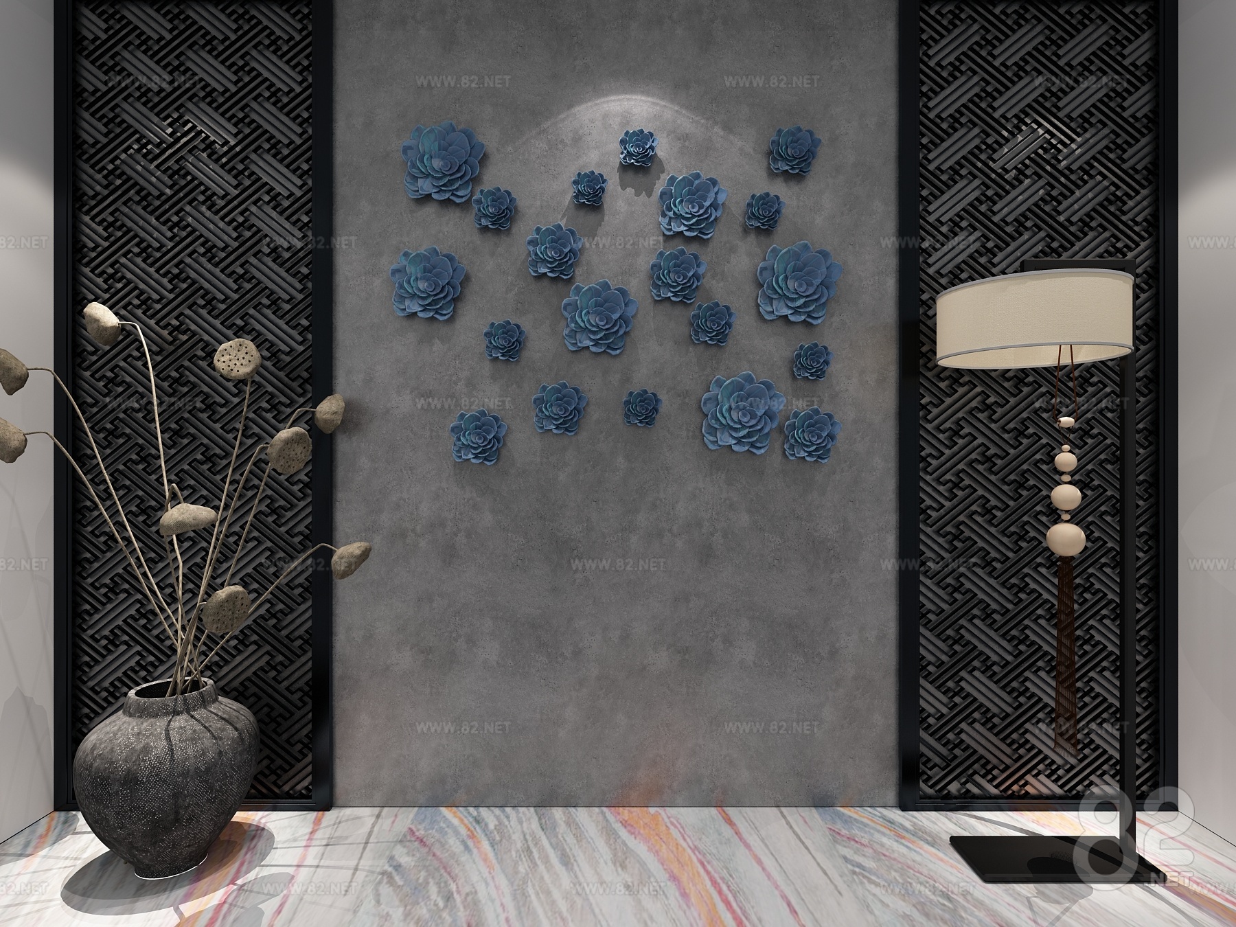 New Chinese Wall modeling wall decorative wall download | 3Ds Max(.max ...