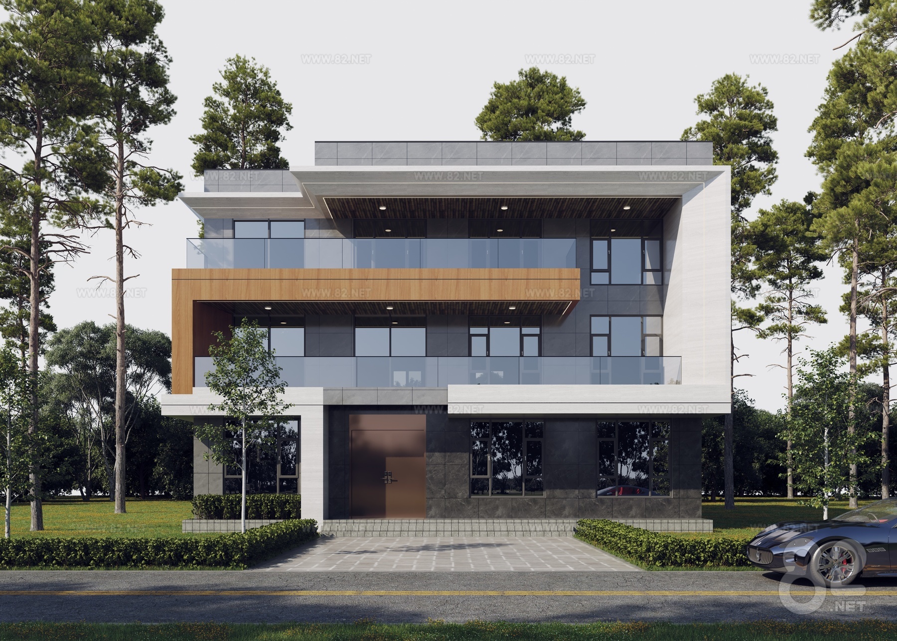 Simple Rendered Villas Modern single-family villa download 3D Model | 3Ds Max(.max) - 82Models